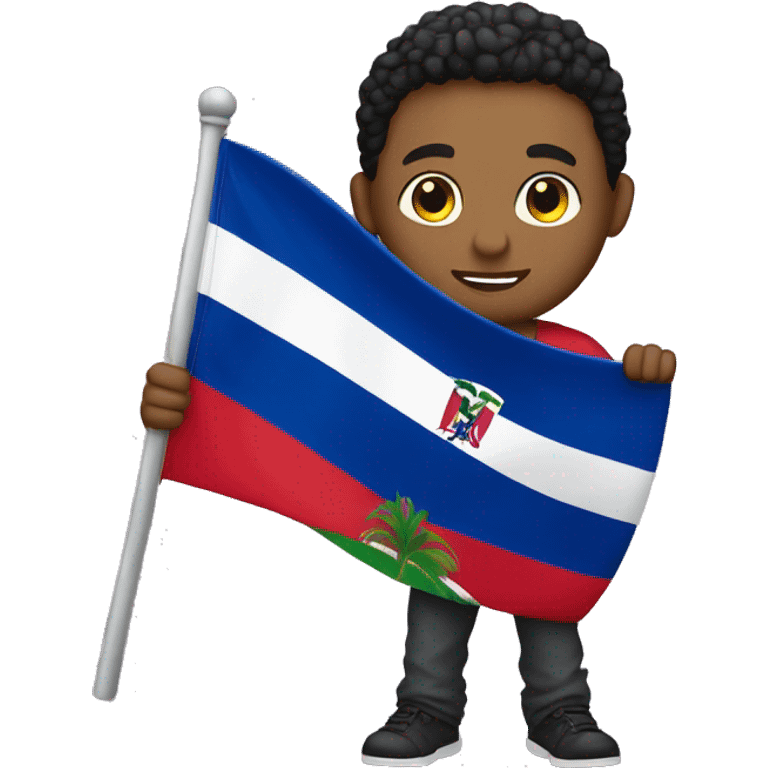 dominican guy holding dominican flag emoji