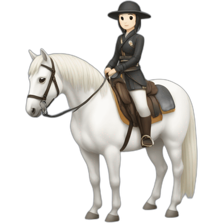 white-hourse-with-rider—japanese-girl emoji