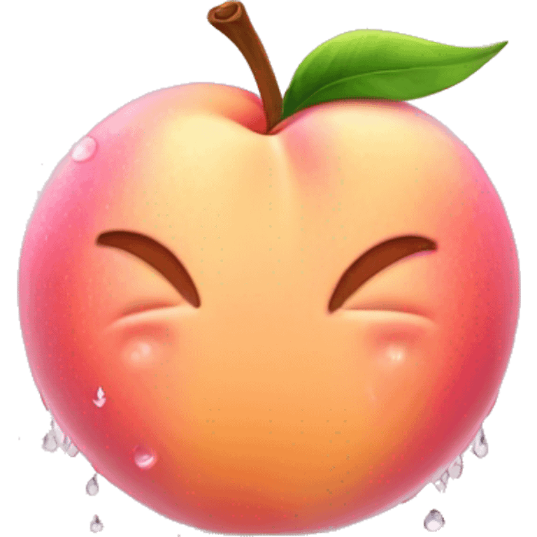 Pink peach with dewy droplets emoji