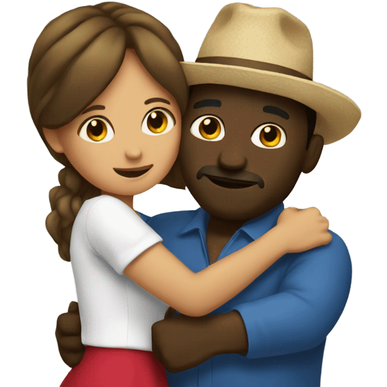 Mexican women hugging black man  emoji