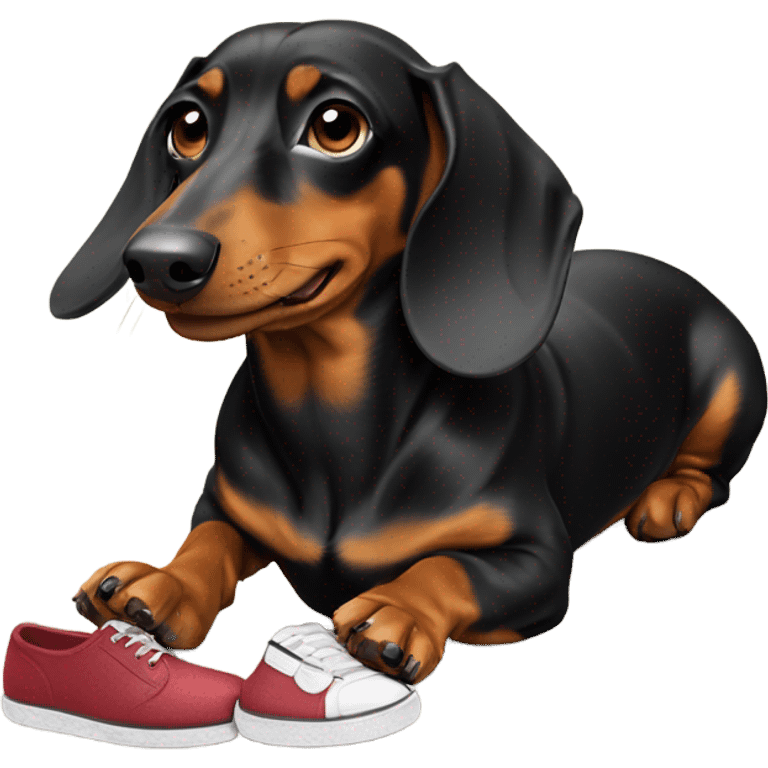 Dachshund eating shoe emoji