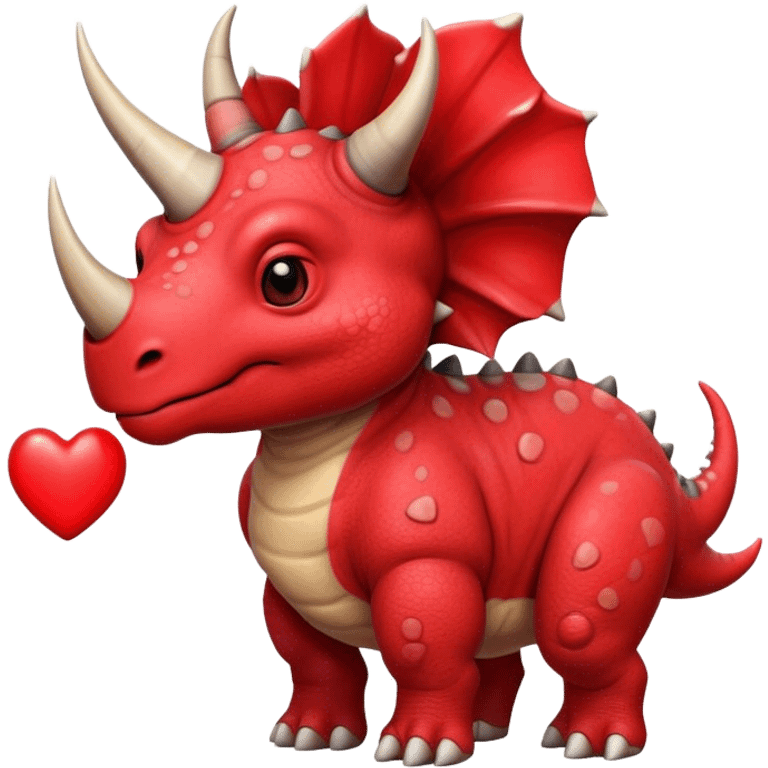 old triceratops holding a big heart emoji