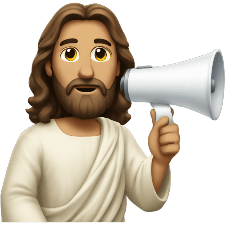 Jesus with a megaphone emoji