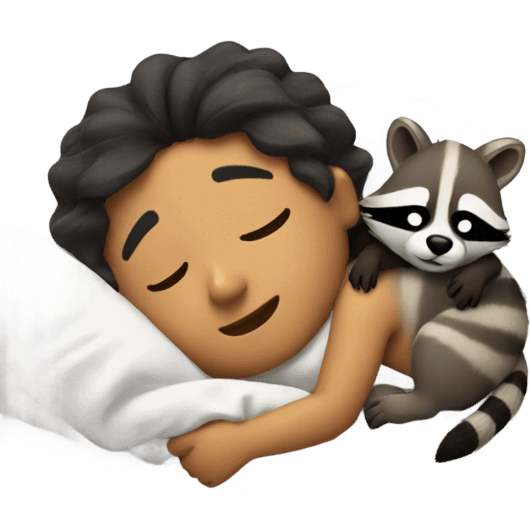 Sleeping in bed with a raccoon  emoji