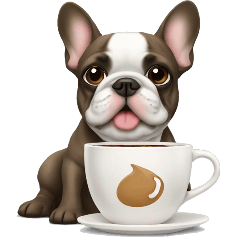 Frenchie drinking coffee emoji