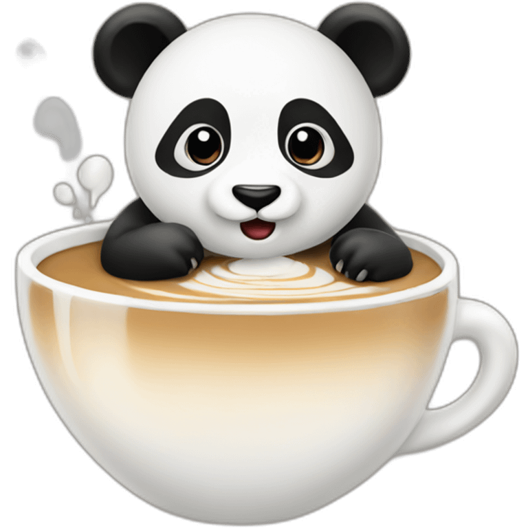 Tiny panda making latte art emoji