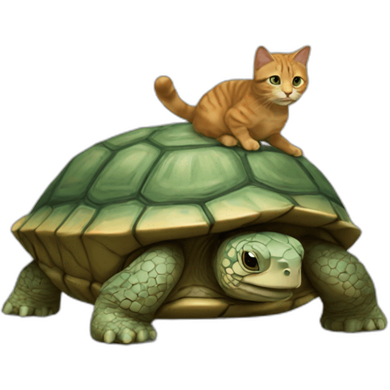 Un chat sur une tortue emoji