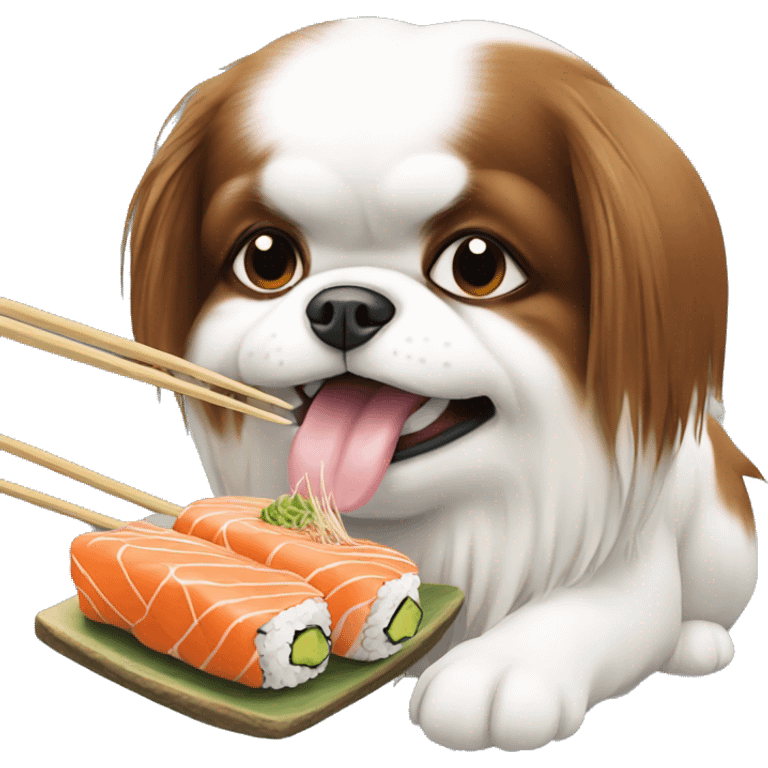 Japanese Chin dog eating sushi emoji