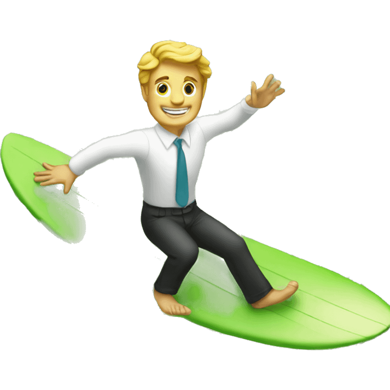 Rich guy surfing on wave of dollars emoji