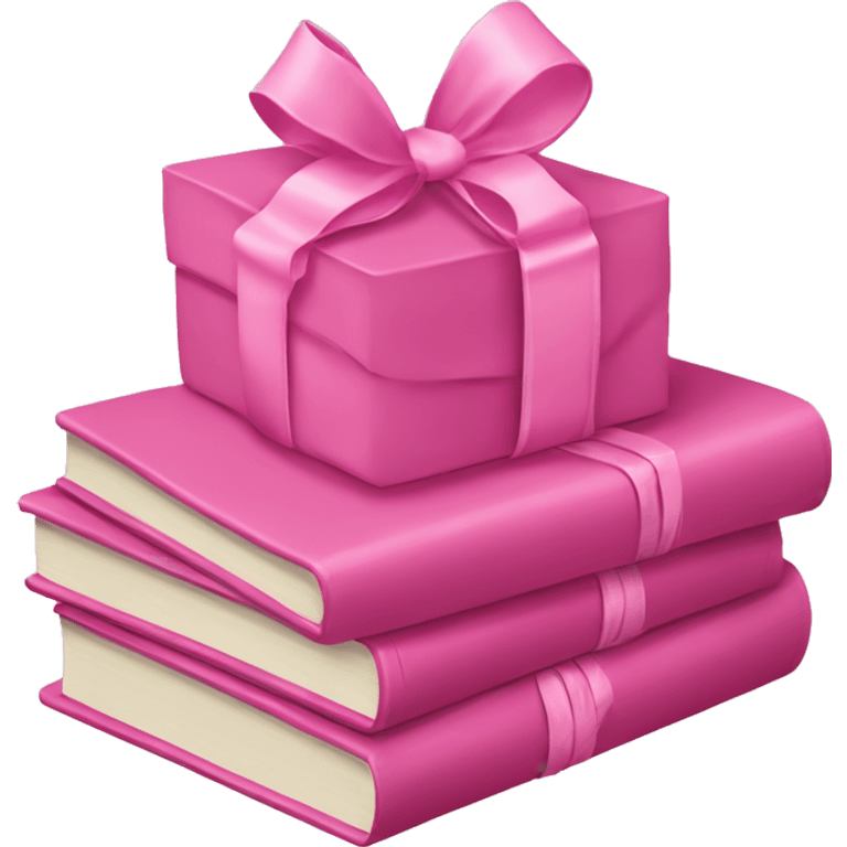 Pink Books stacked up and tied together by a pink bow emoji