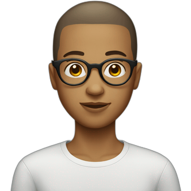 Teenager with a buzz cut and round glasses emoji