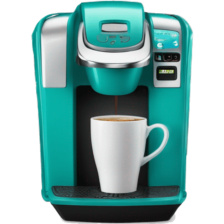 Realistic turquoise keurig coffee machine emoji