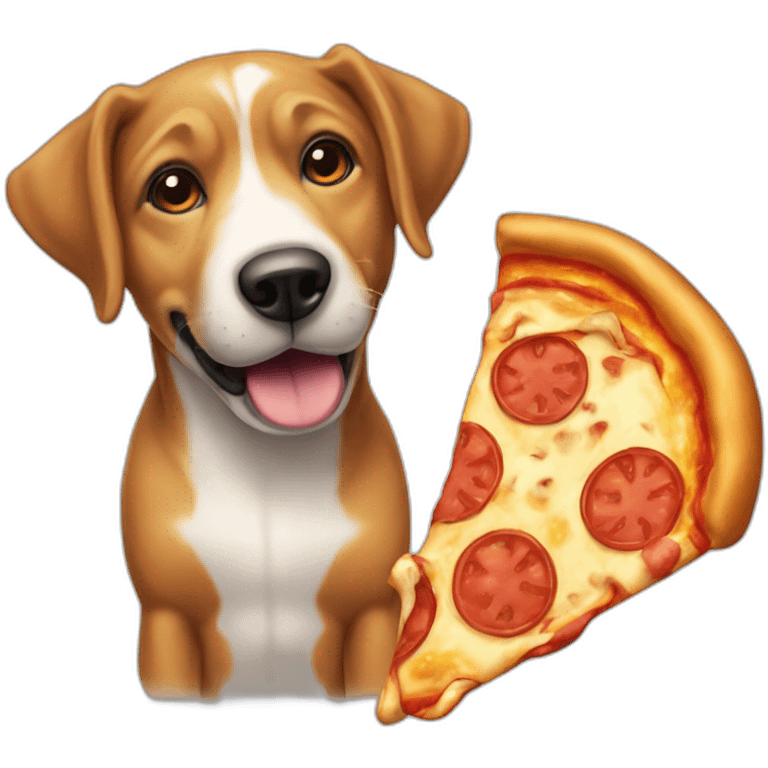 Chien avec une pizza emoji