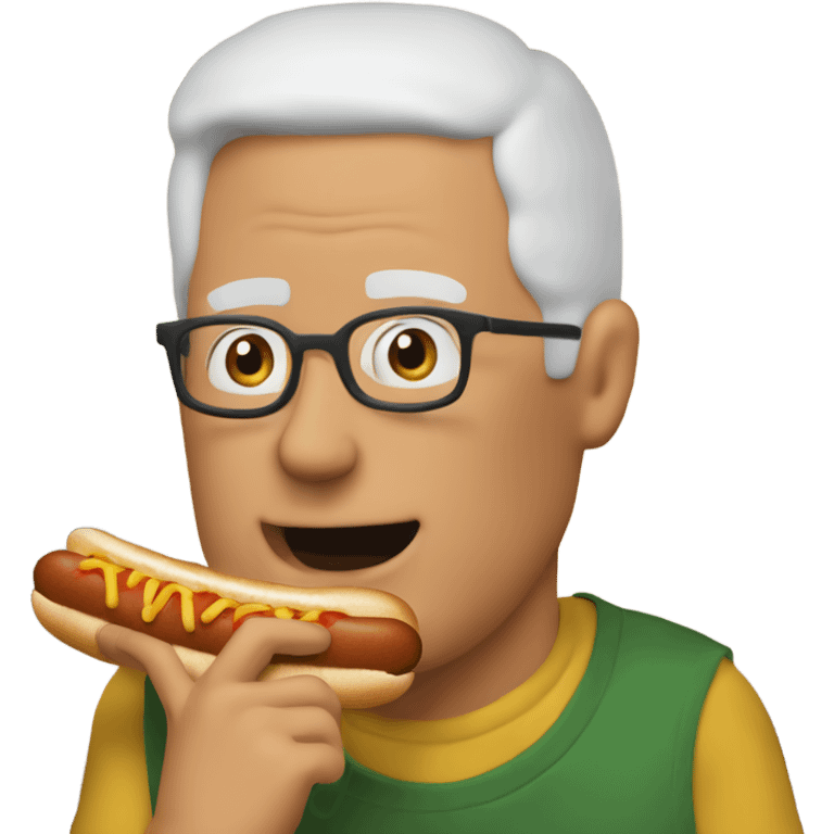 ai generated image of bill from the tv shos king of the hill eating a hot dog emoji