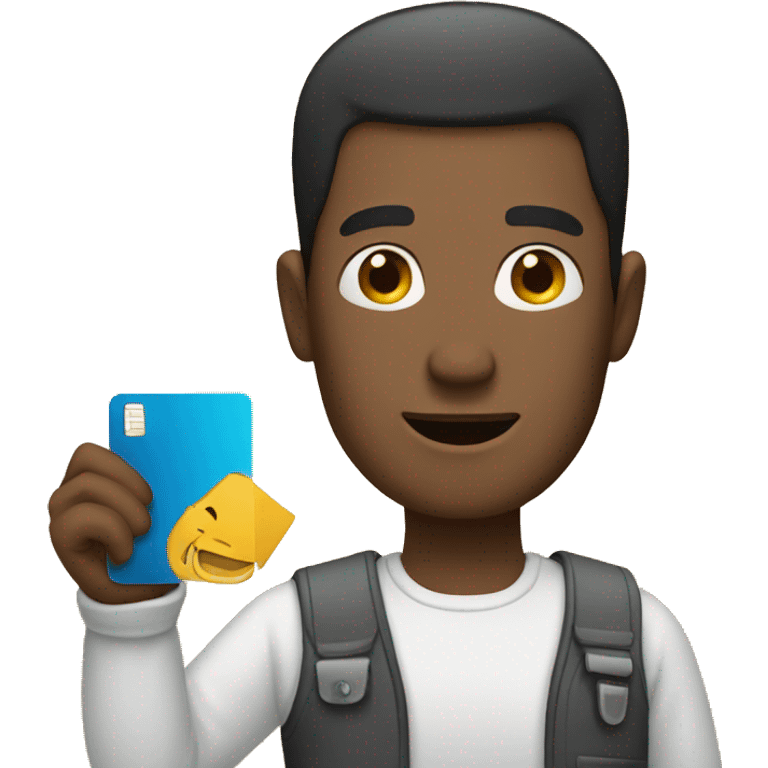 man using his phone with card emoji