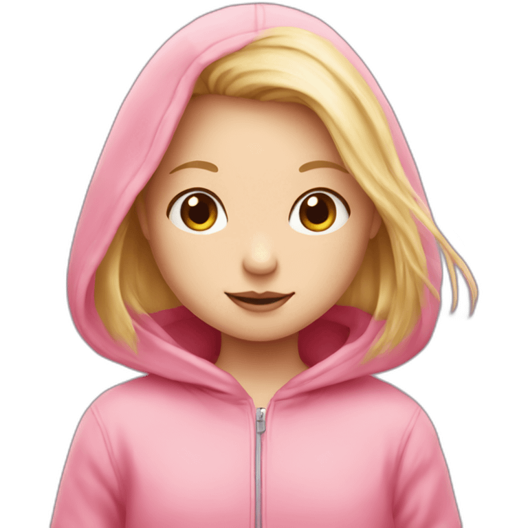 blond girl with a pink hoodie and axolotl emoji