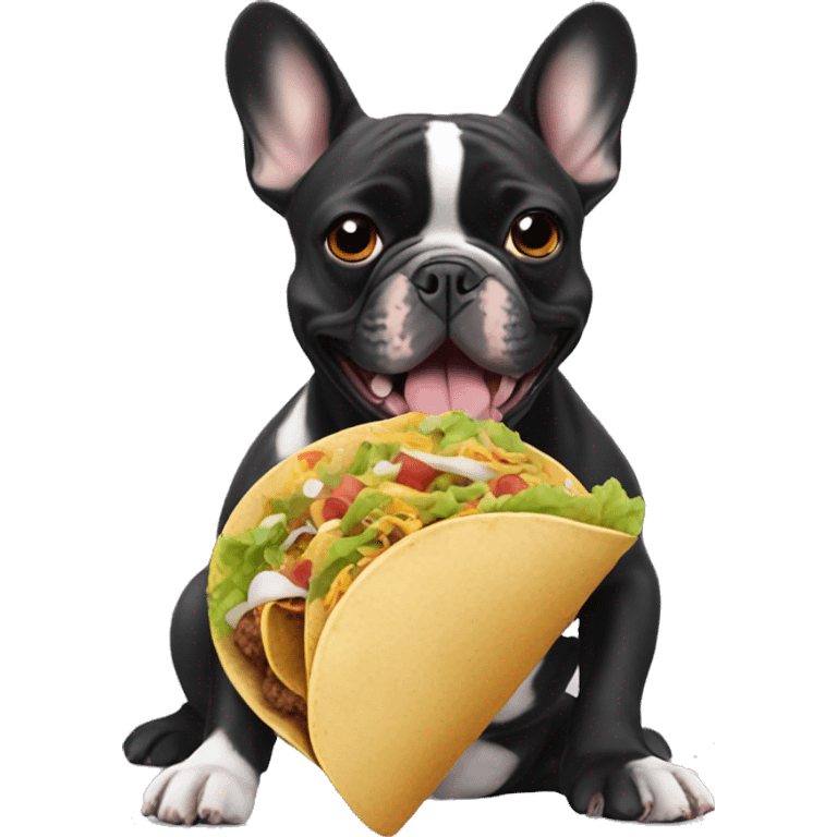 French bulldog eating tacos emoji