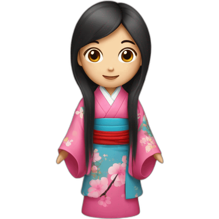 chinese girl with kimono long hair emoji