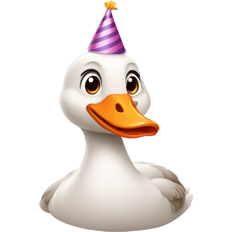 Goose with a birthday hat  emoji