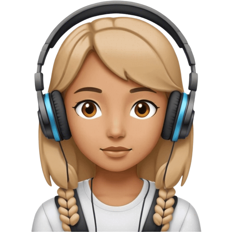 A girl with headphones on listening to music emoji