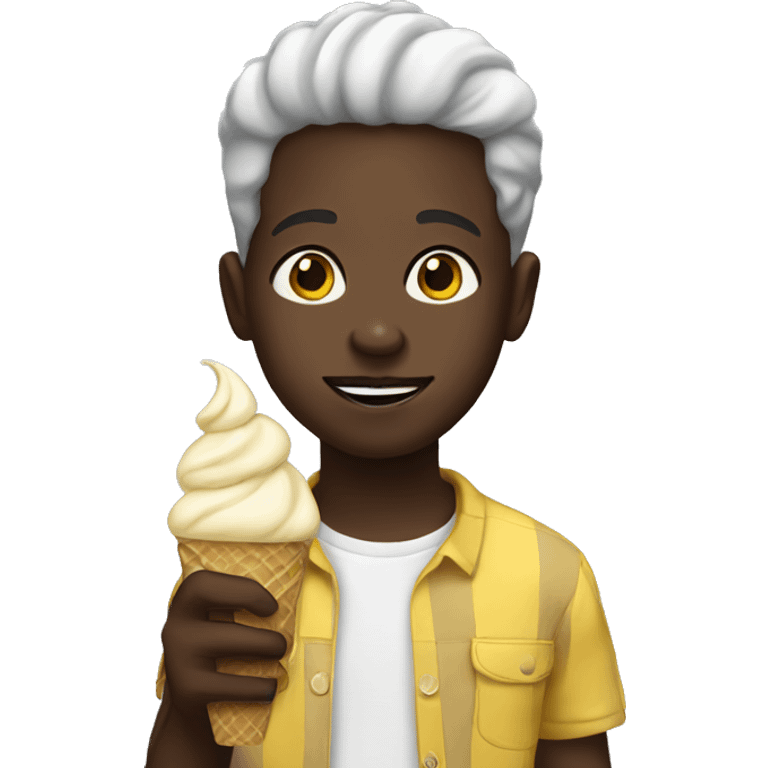 black boy with icecream emoji