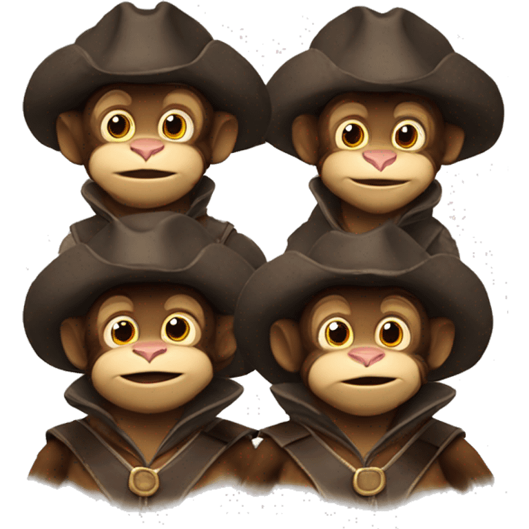 Three Musketeer monkey emoji