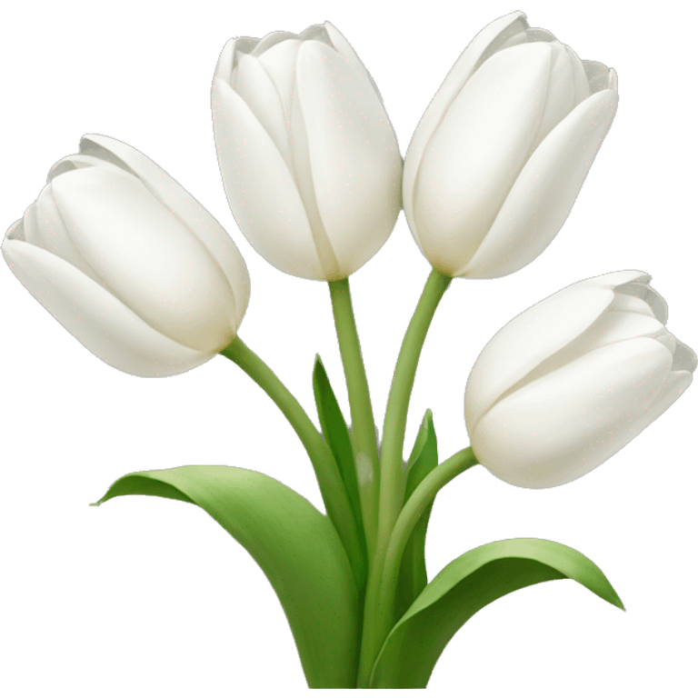 white tulip bouquet with a white bow holding the flowers together emoji