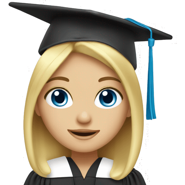 blond girl blue eyed graduation emoji