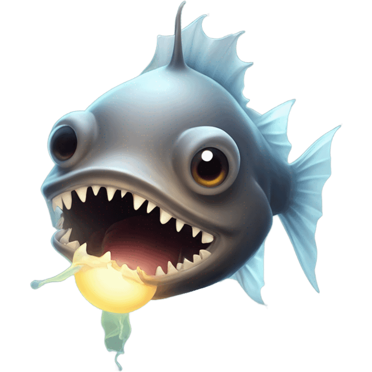 Anglerfish with glowing lure, sharp teeth, and big eyes. emoji