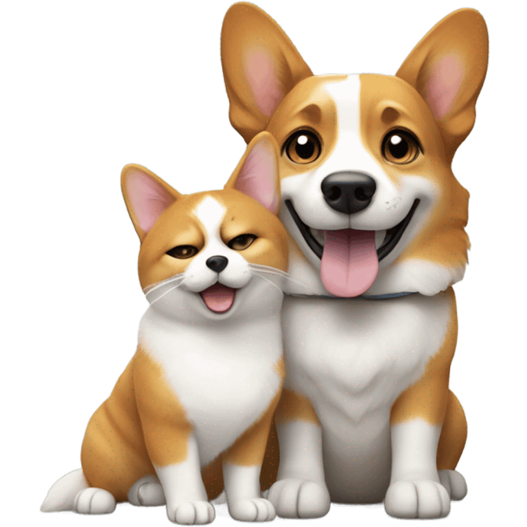 cat and dog - corgy emoji