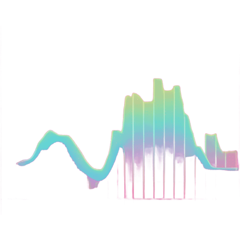 vaporware color themed line chart, stock price going up emoji