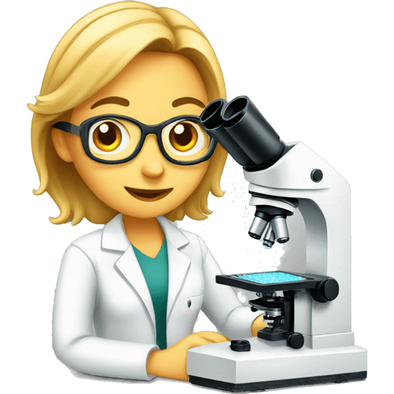 female research scientist working with microscope emoji