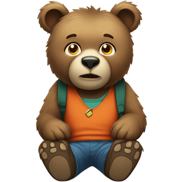 Sad bear wearing shoes emoji