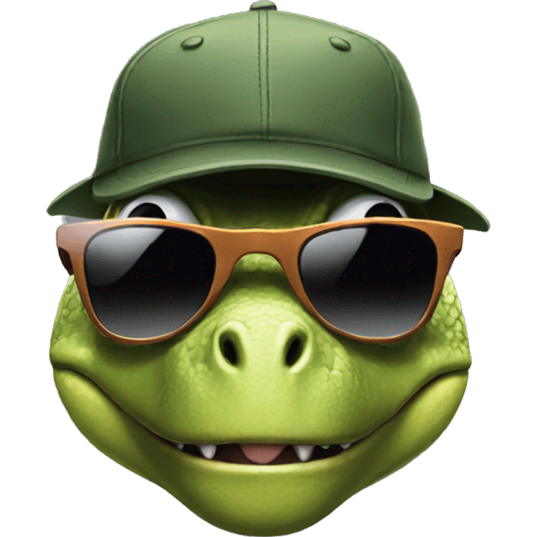 dinosaur wearing sunglasses and a cap emoji