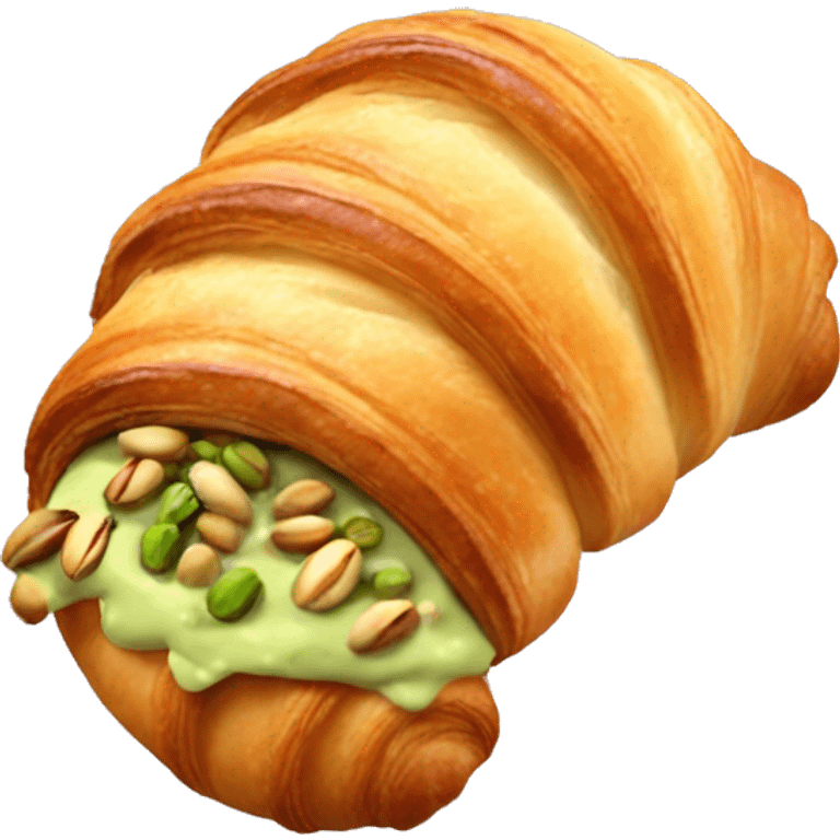 Realistic croissant with pistachios and pistachio filling  emoji