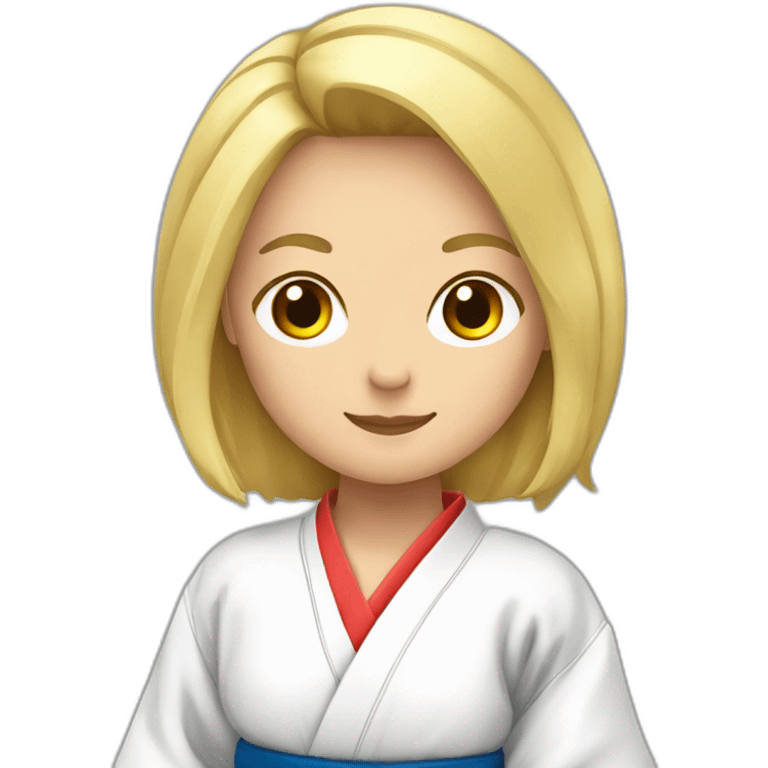 Fille blonde avec kimono judo emoji