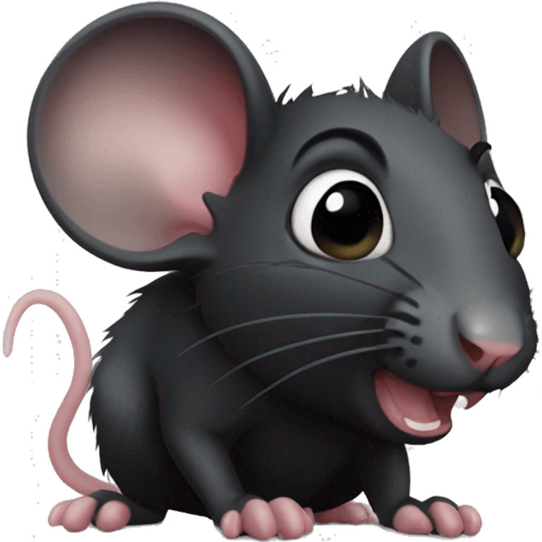 black cute rat with bite mark on an ear emoji