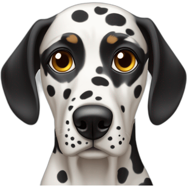 hound dog mix with dalmatian spot on eye emoji