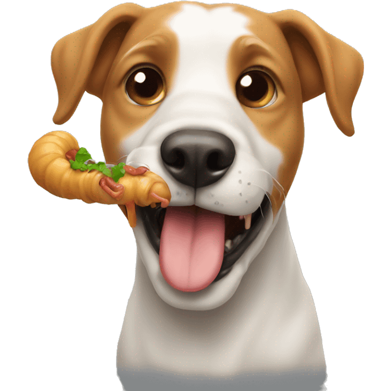 dog eating worm emoji