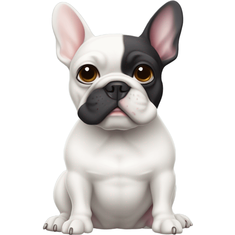 white french bulldog in car emoji