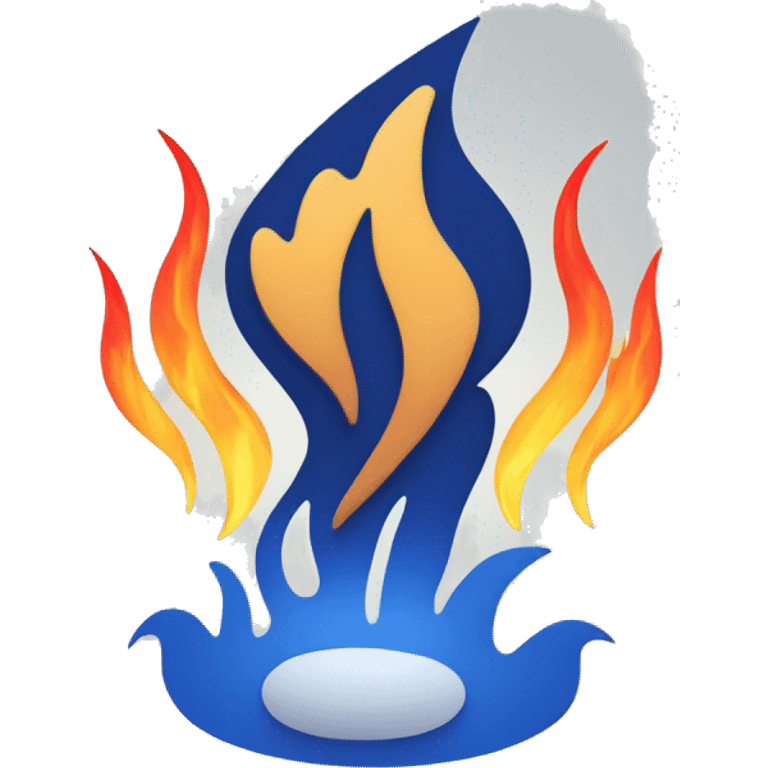 The Atlassian logo with flames around it emoji