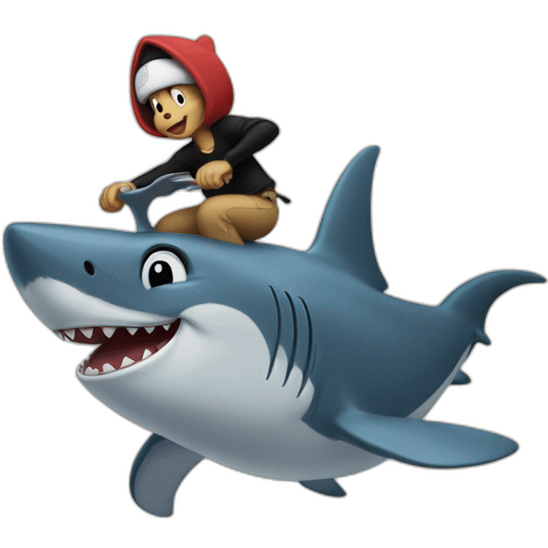 mickey mouse riding a shark emoji