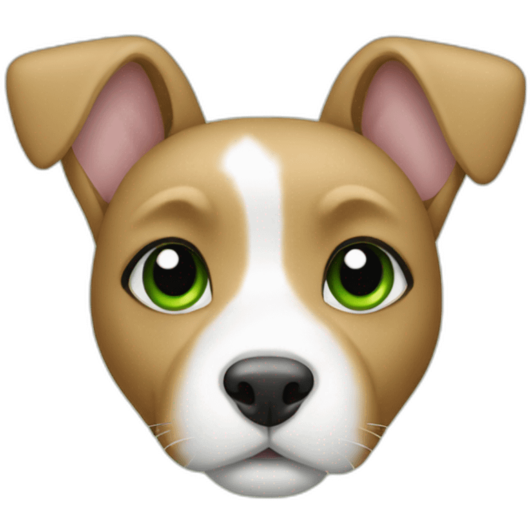 rabbit mixed with dog, with green eyes, bege and white emoji