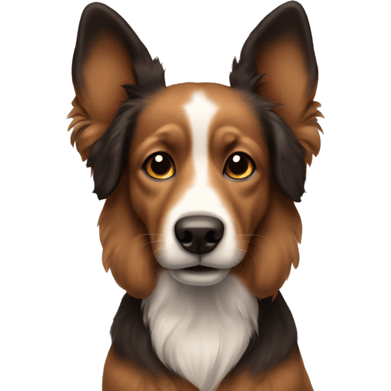 Brown dog  with black long fluffy ears  emoji