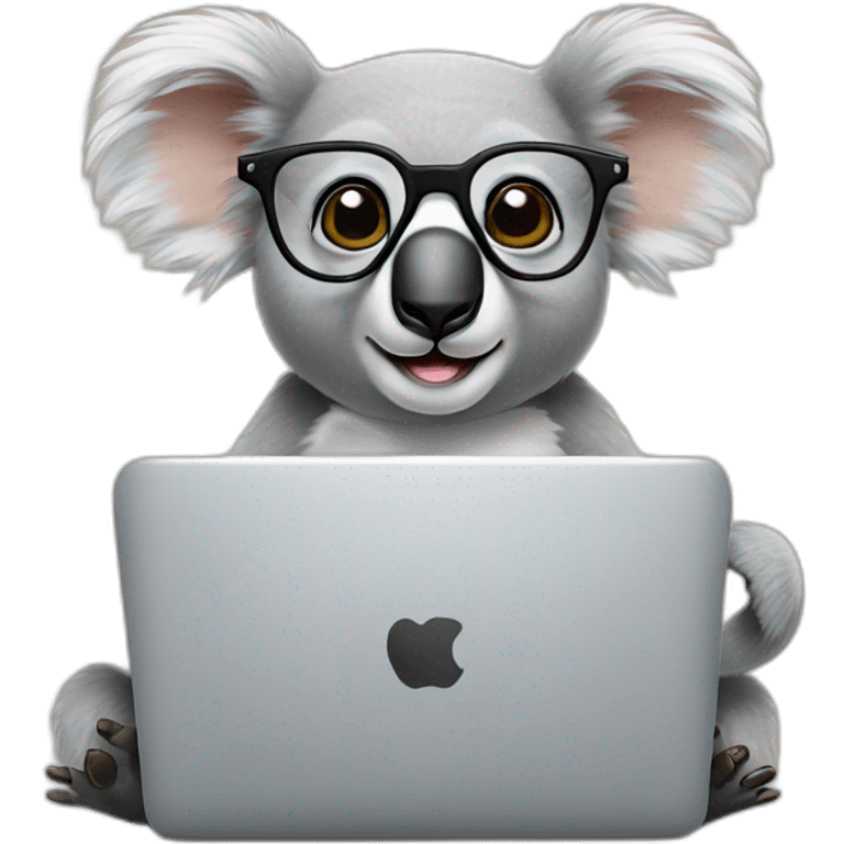 koala with glasses computer and coffee emoji