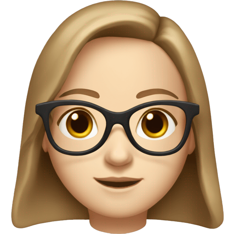 Create a girl with brown eyes and shoulder length light brown hair and pale skin wearing brown tortoise shell glasses emoji