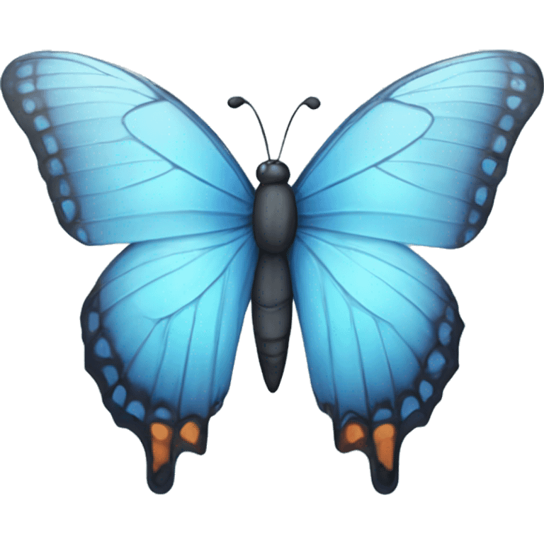 Sky blue butterfly with alphabet D emoji