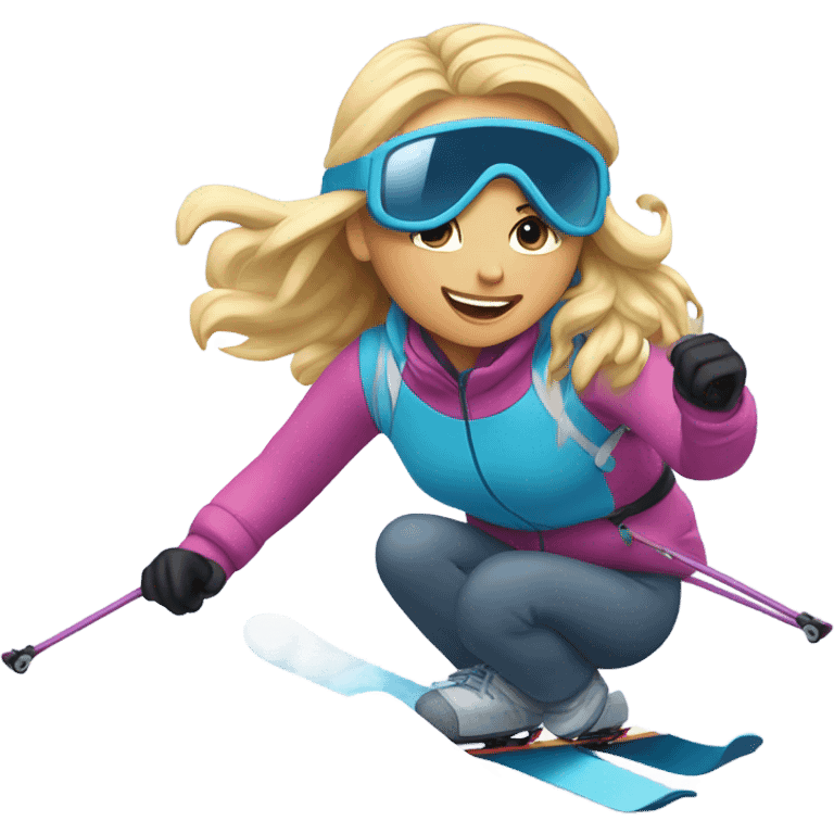 Blonde girl skiing  emoji