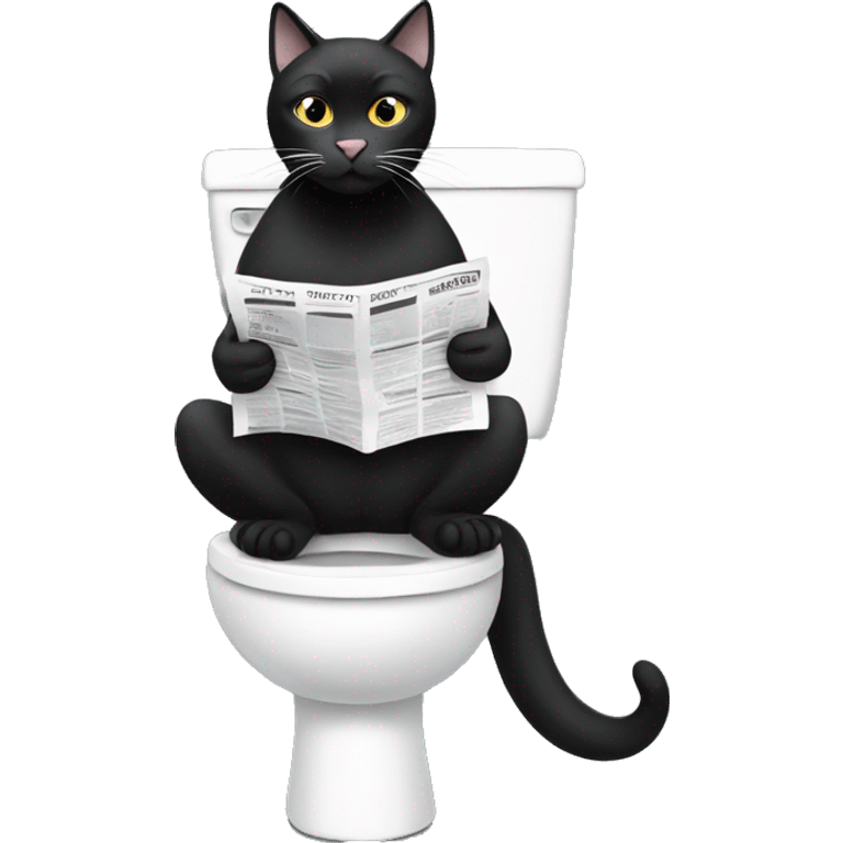 Black and white cat sitting on the toilet reading a newspaper  emoji