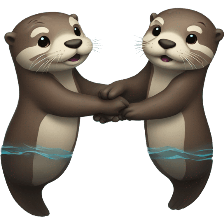 2 otters holding hands swimming  emoji